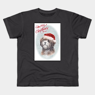 Tibetan Terrier Merry Christmas Santa Dog Kids T-Shirt